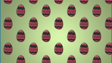 Animation of easter eggs on green background. Easter, tradition and celebration concept digitally generated video.