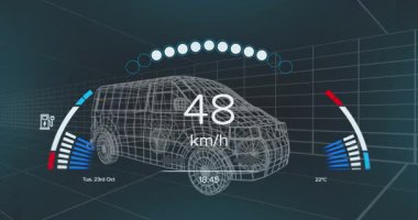Animation of car drawing over car network of connections. Global engineering car industry technology and digital interface concept digitally generated image.