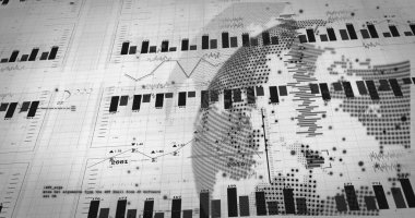 Analitik arayüzde zaman çizelgeleriyle noktalı matris çizelgeleri oluşturuluyor. Teknoloji, veri, analitik, görselleştirme, finans, dijital, arayüz
