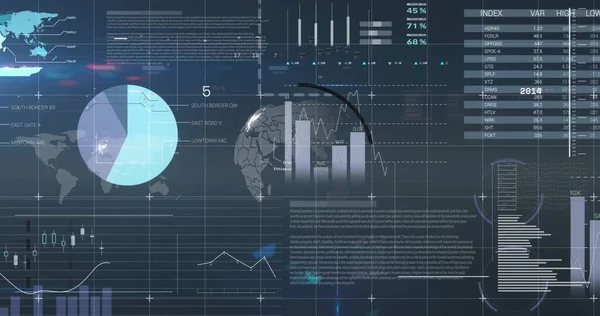 Sanal gösterge panelinde, pasta grafiğiyle 3 boyutlu resim ve çizgi grafiği gösteriliyor. Veri görselleştirme, analitik, dijital arayüz, gösterge paneli, iş zekası, teknolojik yenilik, geleceksel tasarım