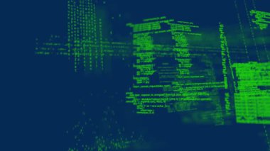 Donanma arka planında veri işleme animasyonu. bilgisayarlar, programlama, veri işleme ve teknoloji konsepti dijital olarak oluşturulmuş video.