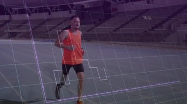 Parça başlatma veri ızgarası ve çizgi grafiği izleme sporu performans ölçümlerine giriyor. Atletizm, performans, teknoloji, dayanıklılık, yenilik, fitness, karşılaştırmalı