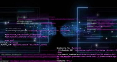 Parlayan mavi kablo kümeleri işlemek için kod açılır açılır kapanır verileri takas ederken titreşiyor. Teknoloji, veri, siber güvenlik, dijital, siber ağ, fütüristik, yenilik