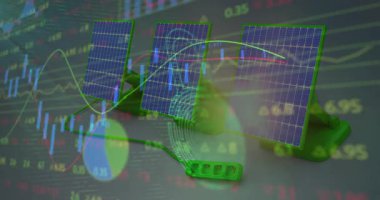 Veri işleme ve araba modelinin üzerine çizim animasyonu. Küresel bilim veri işleme ve dijital arayüz konsepti dijital olarak oluşturulmuş video.