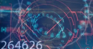 Kapsam taramasının animasyonu aşırı sayıdaki finansal veri işleme. Küresel finans, iş ve veri işleme kavramı dijital olarak oluşturulmuş video. ve