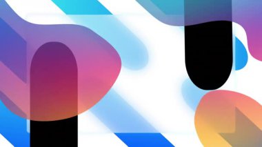 Mavi gradyan üzerinde hareket eden renkli soyut şekillerin dijital animasyonu. Otizm öğrenme zorlukları desteği ve dijital olarak oluşturulan farkındalık konsepti.