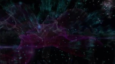 Karanlık arka planda dans eden insanların üzerine havai fişek ve ışık animasyonu. müzik ve eğlence konsepti dijital olarak oluşturulmuş video.