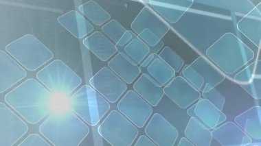 Mavi arkaplanda mavi karelerin üzerindeki ışıkların animasyonu. renk, hareket ve teknoloji konsepti dijital olarak oluşturulmuş video.