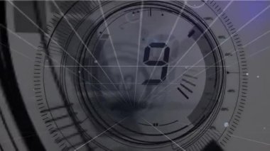 Beyaz arkaplanda Countdwon ile bağlantı ve tarama ağının animasyonu. küresel teknoloji ve dijital arayüz kavramı dijital olarak oluşturulmuş video.