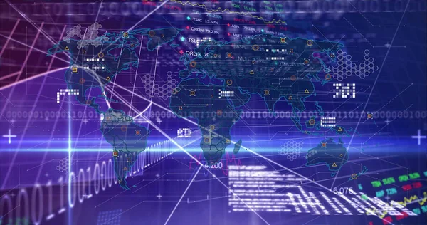 Sanal arayüzde, neon kılavuz çizgileri ve ikili akışlarla holografik dünya haritası gösteriliyor. Fütürist, dijital, teknoloji, veri görselleştirme, arayüz, siber, donanımlı