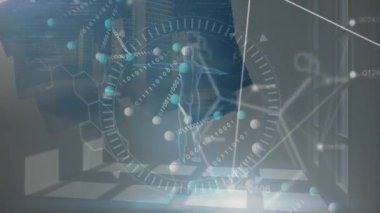 İnsan vücut modeliyle dijital arayüzün animasyonu. küresel bilim, bağlantılar, veri işleme ve dijital arayüz kavramı dijital olarak oluşturulmuş video.