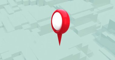 Yeşil arkaplandaki bloklu konum işaretlerinin canlandırılması. yön, yön bulma, harita ve teknoloji konsepti dijital olarak oluşturulmuş video.