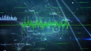 Siyahla ilgili bilgisayar bilgisinin ve veri işlemesinin animasyonu. Küresel bilim veri işleme ve dijital arayüz konsepti dijital olarak oluşturulmuş video.