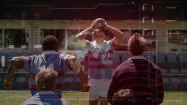 Hooker 'ın ragbi topunu üstümüze getirmesi, takım arkadaşlarının Jumper' ı kaldırıp ele geçirmesi. Atletik, takım çalışması, açık hava, rekabet, dinamik, sportif, güç