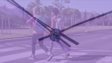 İHA ve havaalanı üzerindeki parsel üzerinden bağlantı ağının animasyonu. Dijital video oluşturulmuş küresel iletişim dijital arayüzü ve veri ağı kavramı.