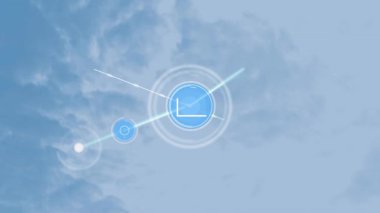 Mavi gökyüzündeki bulutlara karşı bağlantı ağı. küresel ağ oluşturma ve bulut veri depolama teknolojisi kavramı