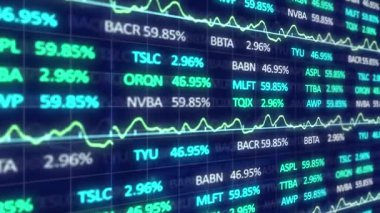 Şebeke üzerinde istatistik ve finansal veri işleme animasyonları. küresel finans, iş ve veri işleme kavramı dijital olarak oluşturulmuş video.