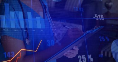 Klinikte elinde dosya ve steteskop tutan önlüklü bir hemşire ve fotokopi makinesi. Tıbbi, analitik, modern, sağlık, profesyonel, bilgi, teknoloji