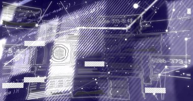 Sanal HUD üzerinde soyut dijital arayüz oluşturuluyor, kod panelleri ve ağ düğümleri yer alıyor. Soyut, geleceksel, teknoloji, veri görselleştirme, ağ, dijital, arayüz