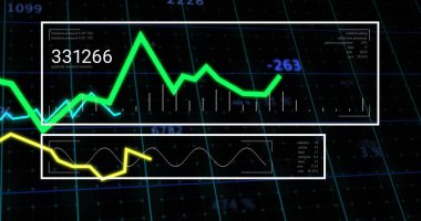 Beyaz çizgili panel, şebeke arka planında, sayısal örtülerle birlikte neon yeşil çiviler gösteriyor. Teknoloji, veri görselleştirme, analitik, dijital arayüz, finansal, neon, fütüristik