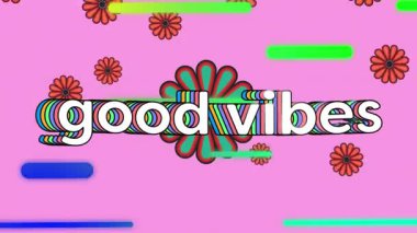 Pembe arka planda güzel titreşimlerin ve çiçeklerin hareketli çizgilerle canlandırılması. renk, model ve hareket konsepti dijital olarak oluşturulmuş video.