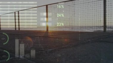 Güverteye adım atmak animasyon teknik çizelgelerine başlamak erkek koşucu gün doğumuna doğru koşarken güncelleniyor. Teknoloji, fitness, esneklik, görselleştirme, kinetik, sağlık, açık hava