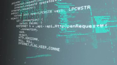 Karanlık arka planda veri işleme animasyonu. küresel bağlantılar, veri işleme ve teknoloji konsepti dijital olarak oluşturulmuş video.