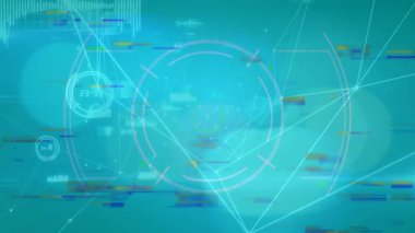 Yeşil arkaplanda simgelerle bağlantı ağının animasyonu ve arızası. küresel bağlantılar, ağ ve teknoloji konsepti dijital olarak oluşturulmuş video.