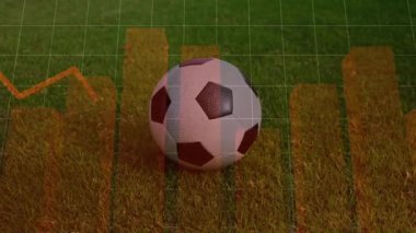 Futbol topunun arkasından yükselen bir saniyelik gecikme çubuğundan sonra, çizelgeyi görselleştirmek için kırmızı çizgi zigzag çiziyor. Atletik, dijital, modern, spor, veri, görselleştirme, yenilik