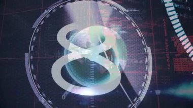 Geri sayım sırasında veri işleme animasyonu. küresel iş, spor ve dijital arayüz kavramı dijital olarak oluşturulmuş video.