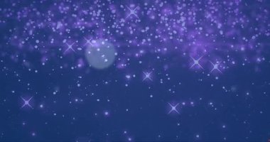 Kış manzarasında, Noel ağaçlarının ve ayın üzerine yağan karın animasyonu. Noel, gelenek ve kutlama konsepti dijital olarak oluşturuldu.