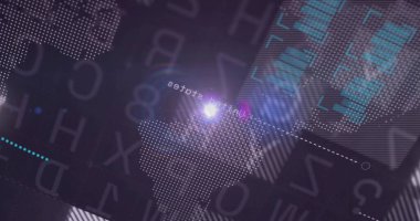 İşaretleyici işaret fişeği işaret fişeği işaret ve kesik çizgileri ile dijital harita arayüzünde ABD 'yi gösteriyor. Futuristik, teknoloji, görselleştirme, dijital, veri, arayüz, analiz