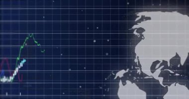 Grafiklerin yükselip alçalması finansal verileri gösterdikçe dijital dünyanın kaymasına neden oluyor. Teknoloji, veri, analitik, görselleştirme, finans, dijital, simülasyon