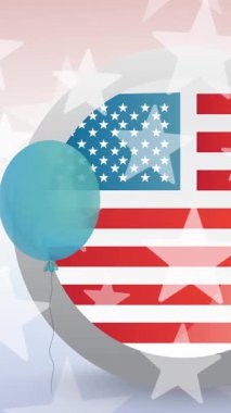 Amerikan bayrağı üzerinde hareket eden yıldızların animasyonu. Amerikan vatanseverliği, bağımsızlık ve kutlama konsepti dijital olarak oluşturulmuş video.