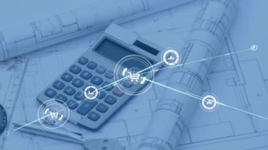 Hesap makinesini tara, ağ boyunca bağlantı kuran düğümleri başlat, veri akışını görselleştir. Teknoloji, bağlantı, veri, yenilik, ağ, dijital, mühendislik