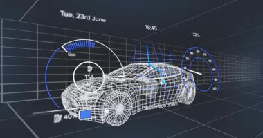 Batarya ikonu% 9 verimlilik göstergesinden başlıyor ve yüzde 100 'e yükseliyor ve sonra düşüyor. Fütürist, dijital, yüksek teknoloji, otomotiv, görselleştirme, verimlilik, yenilik