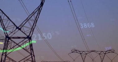 Veri örtüsü kulelerin üzerindeki yeşil çizgiyi tetiklerken, sarı çizgi güç eğilimlerini gösteriyor. Afc özerk enerji, dijital analiz, görselleştirme, altyapı, teknoloji, veri bilimi, sanayi