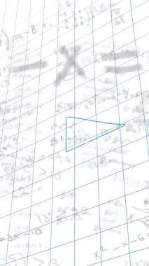 Beyaz arka planda matematiksel veri işleme animasyonu. Küresel bilim, bağlantılar, hesaplama ve veri işleme kavramı dijital olarak oluşturulmuş video.