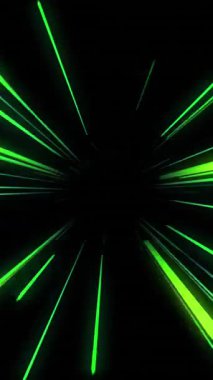 Siyah arkaplan üzerinde yeşil neon ışık izlerinin canlandırılması. Soyut, neon ve ışık konsepti, dijital olarak üretilen video.