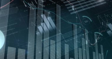 Kontrol paneli, dijital arayüz, sayısal etiketler ve ölçü çizelgelerini gösterir. Veri görselleştirme, analitik, gösterge paneli, metrik, dijital arayüz, finans, teknoloji