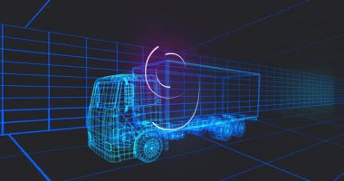 Yüzen numara 10, geri sayım başlıyor, mavi kablo kamyonu 2 'ye kadar yayları temizliyor. Fütürist, teknoloji, dijital, siber, yenilik, dalgın, sanal