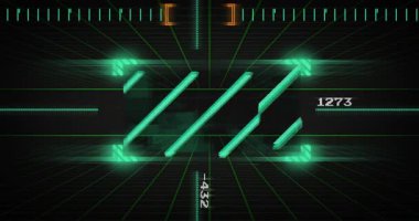 Turuncu çember kayması ve okuma güncellemesi gösteren fütüristik HUD görüntüleme çubukları. Siberpunk, yenilik, teknoloji, dijital, arayüz, analitik, neon