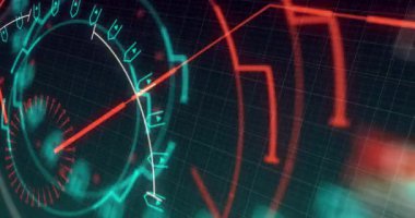 Siyah dijital alanda veri işleme animasyonu. veri işleme, teknoloji ve dijital arayüz kavramı dijital olarak oluşturulmuş video.