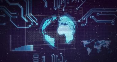 Cyan küresi ızgarada göründüğünde, ağ çizgileri genişlerken grafikler de yükseliyor. Teknoloji, veri, analitik, görselleştirme, yenilik, dijital, fütürist