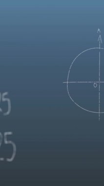 Soyut arkaplan karşısındaki matematiksel diyagramların ve denklemlerin animasyonu. Dijital olarak üretilen hologram, denklemler, eğitim, öğrenme, illüstrasyon ve teknoloji kavramı.