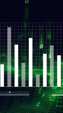 Siyah arkaplan üzerinde veri işleme animasyonu. küresel iş ve dijital arayüz kavramı dijital olarak oluşturulmuş video.