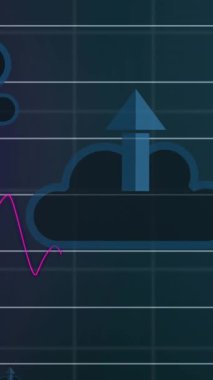 Finansal veri işleme üzerine ok animasyonu. küresel iş, finans ve dijital arayüz kavramı dijital olarak oluşturulmuş video.