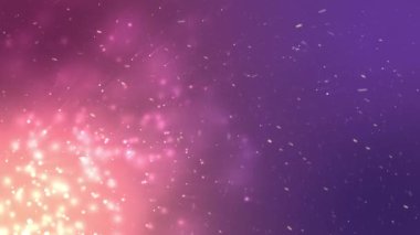 Mor arkaplandaki ışık noktalarının üzerine düşen kar animasyonu. soyut arkaplan ve dijital arayüz kavramı dijital olarak oluşturulmuş video.