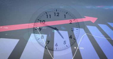 Arabirim yükleme zamanı el süpürme ve beyaz çizgi grafiği kırmızı oku geçerek büyümeyi gösteriyor. Analizler, veriler, ilerleme, finans, teknoloji, gösterge paneli, görselleştirme