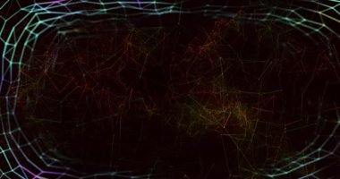 Siyah dijital alandaki çizgilerin ve bağlantıların animasyonu. veri işleme, teknoloji ve dijital arayüz kavramı dijital olarak oluşturulmuş video.